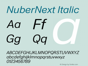 NuberNext Regular Italic Version 001.002 February 2020图片样张