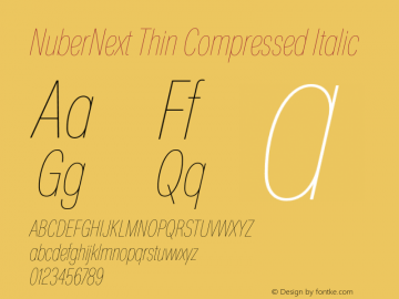 NuberNext Thin Compressed Italic Version 001.002 February 2020图片样张