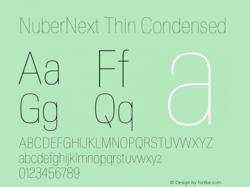NuberNext Thin Condensed Version 001.002 February 2020图片样张