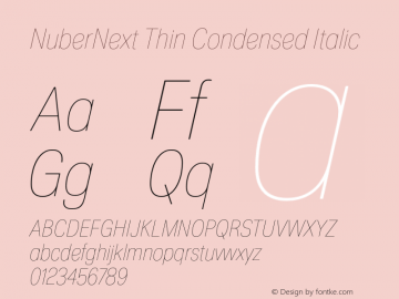 NuberNext Thin Condensed Italic Version 001.002 February 2020图片样张