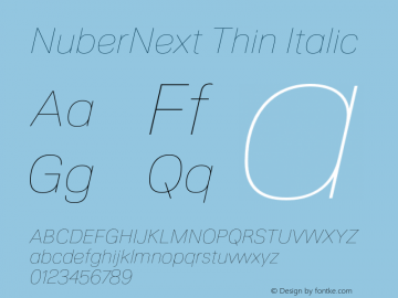 NuberNext Thin Italic Version 001.002 February 2020图片样张