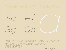 NuberNext Thin Wide Italic Version 001.002 February 2020图片样张