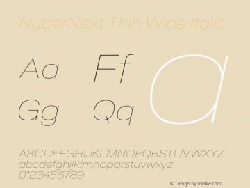 NuberNext Thin Wide Italic Version 001.002 February 2020图片样张