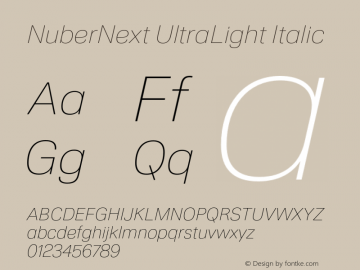NuberNext UltraLight Italic Version 001.002 February 2020图片样张