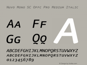 Nuvo Mono SC Offc Pro Medium Italic Version 7.504; 2011; Build 1020图片样张