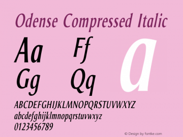 Odense Compressed Italic Version 1.00图片样张