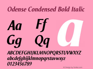 Odense Condensed Bold Italic Version 1.00图片样张