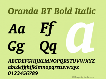 Oranda BT Bold Italic Version 1.01 emb4-OT图片样张