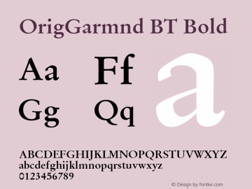 OrigGarmnd BT Bold Version 1.01 emb4-OT图片样张