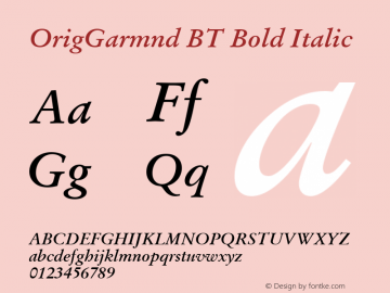 OrigGarmnd BT Bold Italic Version 1.01 emb4-OT图片样张