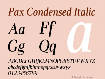 Pax Condensed Italic Version 1.00图片样张