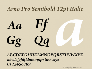 Arno Pro Semibold 12pt Italic Version 1.004;PS 1.000;hotconv 1.0.49;makeotf.lib2.0.15106图片样张