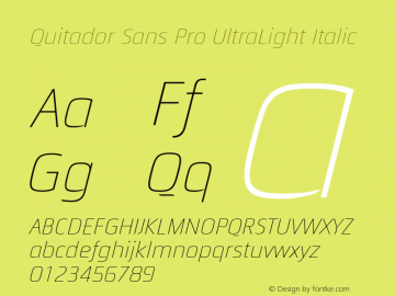 Quitador Sans Pro UltraLight It Version 1.00图片样张