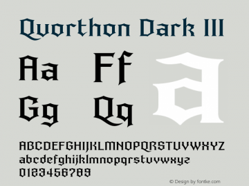 Quorthon Dark III Version 1.000;hotconv 1.0.109;makeotfexe 2.5.65596图片样张