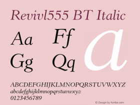 Revivl555 BT Italic Version 1.01 emb4-OT图片样张