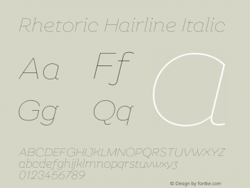 Rhetoric Hairline Italic Version 2.000;FEAKit 1.0图片样张