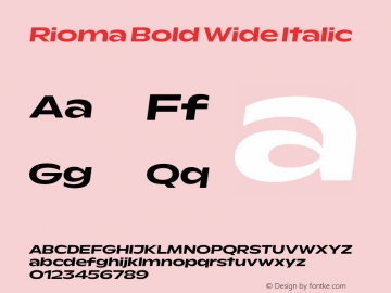 Rioma Bold Wide Italic Version 1.000图片样张