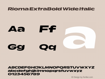 Rioma ExtraBold Wide Italic Version 1.000图片样张