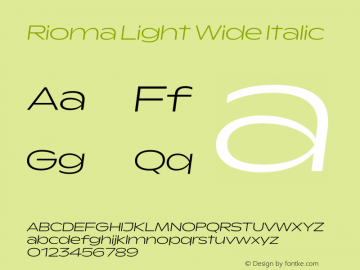 Rioma Light Wide Italic Version 1.000图片样张
