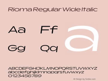 Rioma Regular Wide Italic Version 1.000图片样张