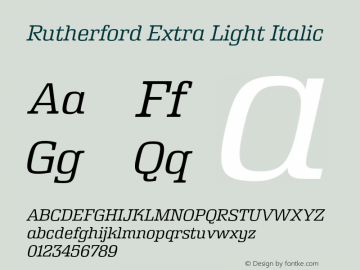 Rutherford Extra Light Italic Version 5.000;FEAKit 1.0图片样张