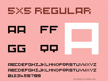 5×5 Regular Version 1.00 August 28, 2006, initial release Font Sample
