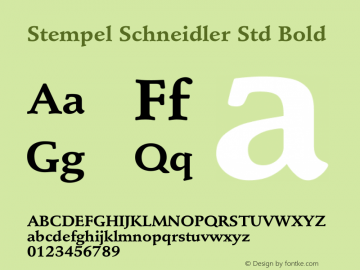 Stempel Schneidler Std Bold Version 3.00 Build 1000图片样张