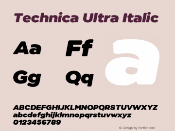 Technica Ultra Italic Version 1.000;hotconv 1.0.109;makeotfexe 2.5.65596图片样张