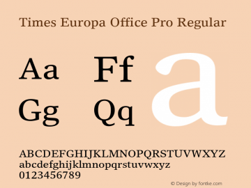 TimesEuropaOfficePro-Reg Version 1.00图片样张