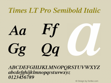 Times LT Pro Semibold Italic Version 1.000 Build 1000图片样张