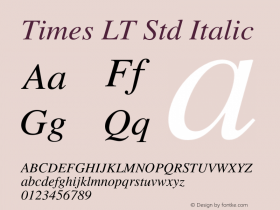 TimesLTStd-Italic Version 1.000 Build 1000图片样张