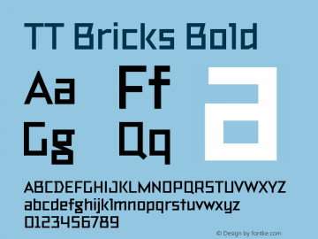 TT Bricks Bold Version 1.010; ttfautohint (v1.5) -l 8 -r 50 -G 0 -x 0 -D latn -f none -m 