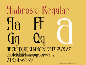 Ambrosia Regular Macromedia Fontographer 4.1.4 5/18/98图片样张