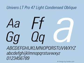 Univers LT Pro 47 Lt Cn Italic Version 1.00 Build 1000图片样张