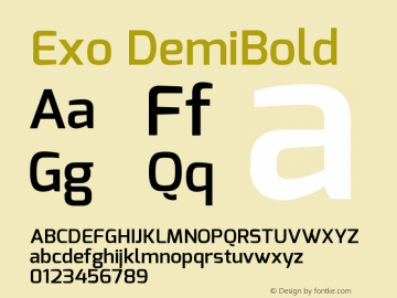 Exo DemiBold Version 1.00 Font Sample