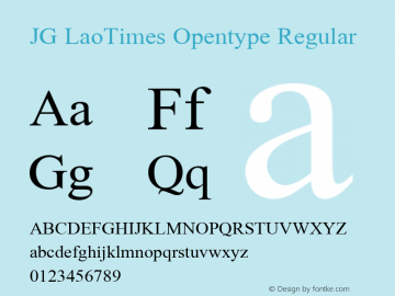 JG LaoTimes Opentype Regular Version 2.000 2002 initial release图片样张