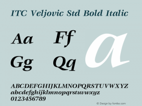 ITC Veljovic Std Book Bold Italic Version 3.00 Build 1000图片样张