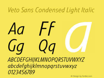 Veto Sans Cond Light Italic Version 1.00, build 17, s3图片样张