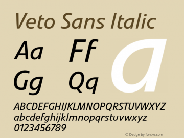 Veto Sans Italic Version 1.00, build 17, s3图片样张