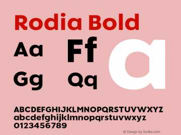 Rodia Bold Version 1.000;hotconv 1.0.109;makeotfexe 2.5.65596图片样张