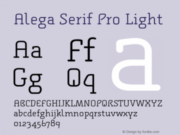 AlegaSerifPro-Light Version 7.504; 2009; Build 1002图片样张