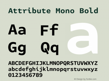 Attribute Mono Bold Version 7.601, build 1028, FoPs, FL 5.04图片样张