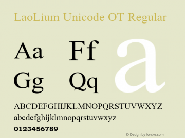 LaoLium Unicode OT Regular Version 2.000 2002 initial release Font Sample