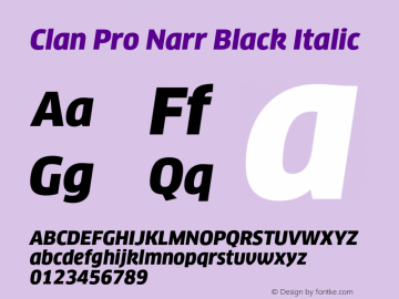 Clan Pro Narr Black Italic Version 7.600, build 1030, FoPs, FL 5.04图片样张