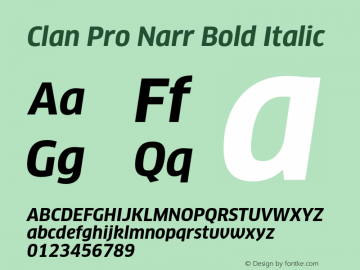 Clan Pro Narr Bold Italic Version 7.600, build 1030, FoPs, FL 5.04图片样张