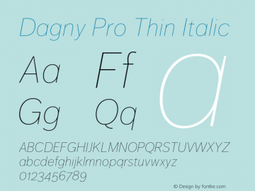 Dagny Pro Thin Italic Version 7.600, build 1027, FoPs, FL 5.04图片样张