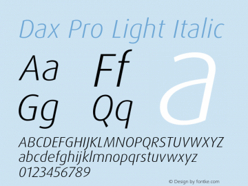 Dax Pro Light Italic Version 7.504; 2005; Build 1025图片样张