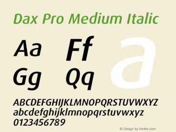 Dax Pro Medium Italic Version 7.504; 2005; Build 1025图片样张