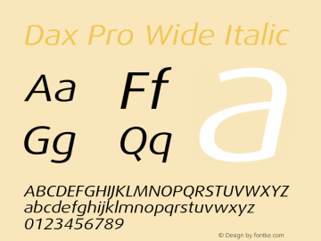Dax Pro Wide Italic Version 7.504; 2006; Build 1022图片样张