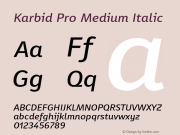 Karbid Pro Medium Italic Version 7.60图片样张